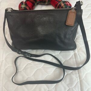 COACH Lyla Park leather Double gusset Black  Crossbody Bag